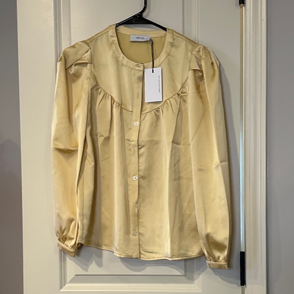 Greylin Light Yellow Satin Top